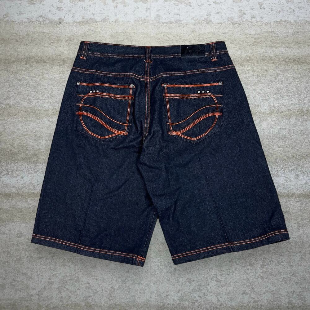 Vintage Y2K Icon RK Skater Jean Shorts 38x13 Baggy Wide Leg Black 13" Inseam